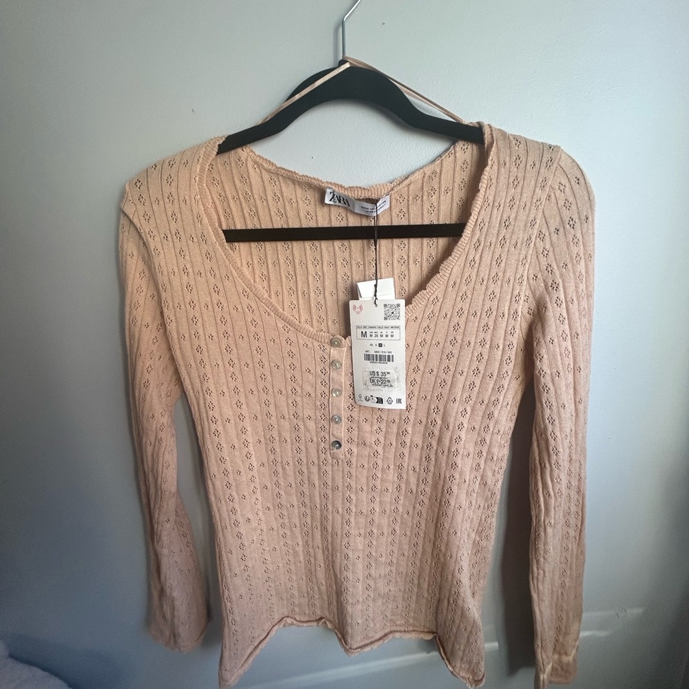 Zara Women's Sweater Cardigan in Light Pink